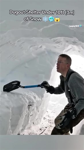Solo Camping in Survival Shelter During Snow Storm-Dugout Shelter Under 10ft (3m) of Snow🥶✅#outdoorboys #camping #shelter #outdooradventure #creatorsearchinsights