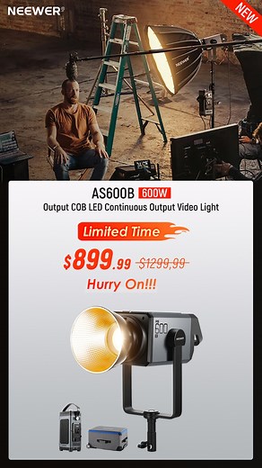 1.1K views | 【Limited Time Offer | 40% OFF】600W AS600B COB LED2700K-6500K, CRI 96+/TLCI 98+, up to 200000lux/1m, ideal for professional broadcasting and filmmaking | Neewer | Facebook