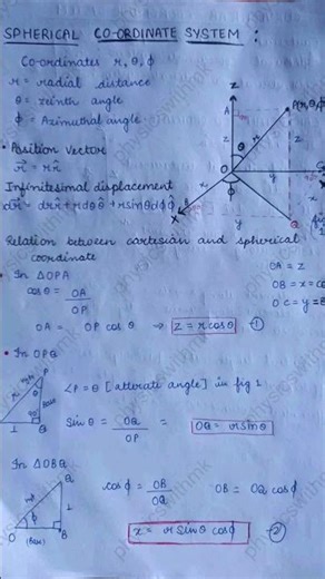 Spherical Coordinate System and its relation with Cartesian Coordinates
