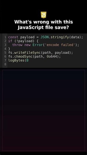 Whats wrong with this JavaScript file save? #javascriptbackend