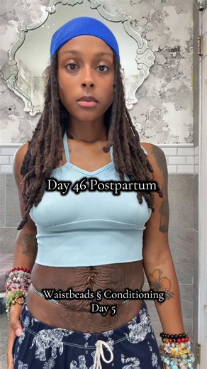 Day 46 postpartum 🌱✨🧝🏾‍♀️💎 Eye’m entering a new chapter. The belly binding chapter taught me how to honor myeye body. Now conditioning is teaching me how to continue building it. And one thing Eye’m learning is that consistency requires you to keep showing up BEFORE the results become obvious. You plant the seed. You water it. You nurture it. And eventually… you get to witness what all those small actions created. 🌱 So this isn’t about rushing myeye postpartum body into looking a certain wa