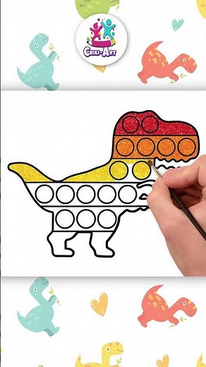 ✏️Easy Pop It Dinosaur For Kids 🦖 #shorts #howtodraw #drawingforkids #easydrawing #chikidoodle