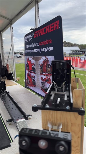 332K views · 1.3K reactions | Introducing the Moto Stacker Motorcycle Storage and Lifting System – the ultimate solution for motorcycle enthusiasts seeking convenient and space-saving ️ Located infield, amongst the Superbike Masters paddock  Moto Stacker | Australian Motorcycle Grand Prix | Facebook