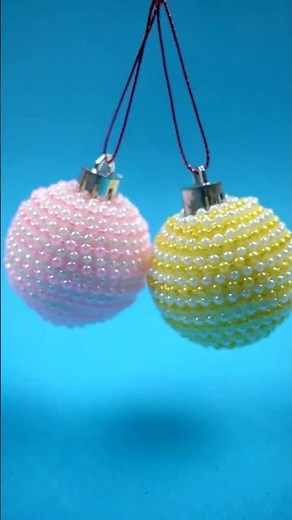 Cute & Mini Christmas Ball Making with Beads Chain and Styrofoam | Easy DIY Ornament 🎀✨