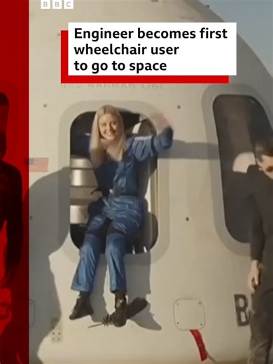 Michaela Benthaus from Germany is the world's first wheelchair user to go into space. #Space #Disability #BlueOrigin #BBCNews