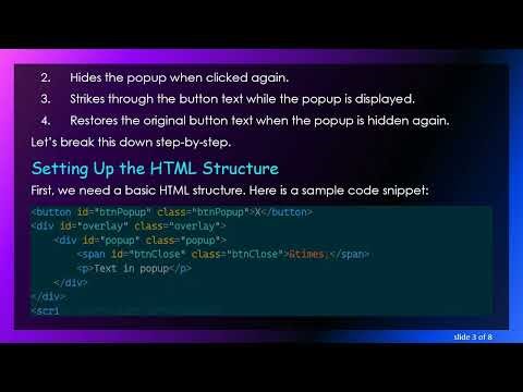 How to Open and Close a Popup with the Same Button in HTML and JavaScript