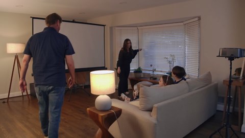 PropVue Projector Screen with Stand 100 inch - Indoor and Outdoor Projection Screen for Movie or Office Presentation - Adjustable from 16:9 to 4:3 HD Premium Wrinkle-Free Tripod Screen