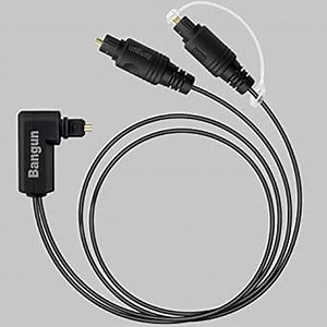 90 Degree Optical Audio Splitter 1 in 2 Out Cable, Digital Toslink Fiber Optical Splitter Audio Adapter Cable (1 Male Input 2 Male Output) for TV, Soundbar, 3ft