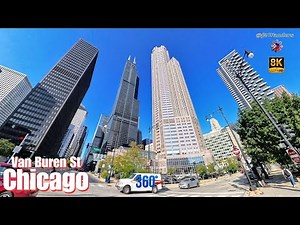 8K VR Immersion: Walking Under Chicago's L Train on Van Buren Street | Chicago Loop 360° Tour|#usa