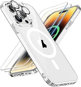 ORETECH for iPhone 14 Pro Max Case, [Compatible with MagSafe][Military-Grade 15FT Drop Protection][2 Pcs Screen Protectors], Crystal Clear Anti-Scratch Back Cover, Shockproof Phone Case 14 Pro Max