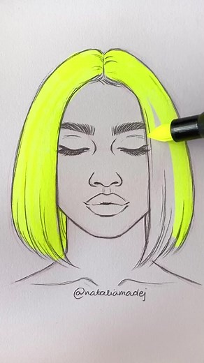 Long or short hair? 🤔 #fy #fyp #art #trending #foryoupage #sketch #drawing #satisfying #artist #coloring #hair #neon #marker