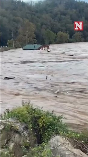 House Is Swept Away After Hurricane Helene Causes Extensive Flooding
