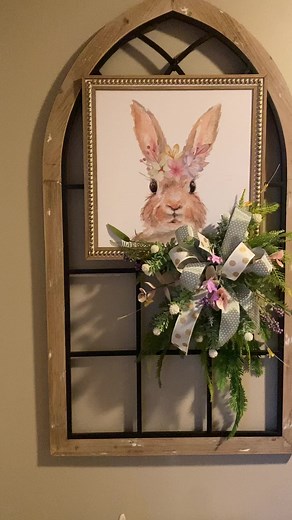 Decorated arch window frame for Easter! Check out my how-to video to make one #dordesigns #walmart #wreathmaking #easterdecor | Dor Designs