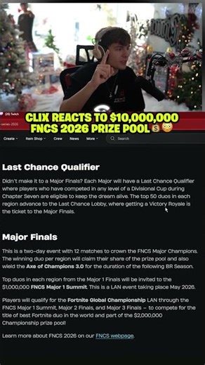 Clix REACTS to $10,000,000 FNCS 2026 prize pool 💰😳