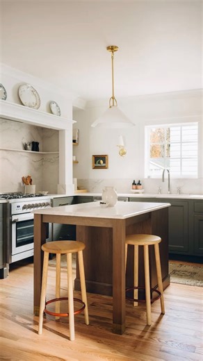 Ⓖ Ⓡ Ⓐ Ⓒ Ⓔ on Instagram: "Countertops make such a big impact. I was so excited to see the Cambria Annaleigh Matte installed in the Maple kitchen. From striking details like the full height backsplash in the range, to small details like the ogee edge the countertop really makes this kitchen glow!"
