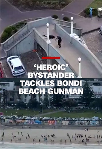 CNN's Angus Watson breaks down the moment a bystander attacked the Bondi Beach gunman in Sydney. The caught-on-camera moment shows the bystander taking the weapon from the shooter to defend the public.