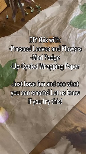 Waste Free Society on Instagram: "DIY Wrapping Paper: -Pressed Leaves and Flower Petals or torn bits of up-cycled paper, etc. -Mod Podge -Up-Cycled Paper Create by applying Mod Podge, then collage using whatever materials you decide. Apply one more coat of Mod Podge over the top. Wait to dry, then wrap presents for cutesie gifting. For more projects and crafts like this, subscribe to our @skool_com @wastefreeacademy (link in bio) #HappyHolidays #MerryChristmas #DIYWrappingPaper #ModPodge #Collag