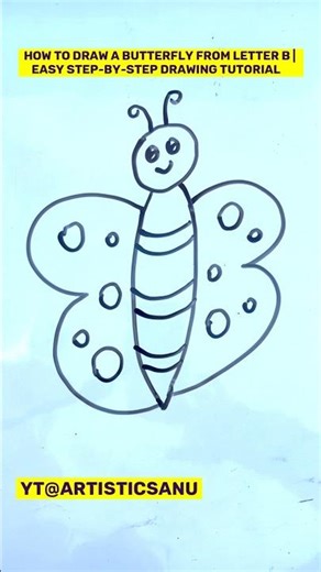 How to Draw a Butterfly from Letter B | Easy Step-by-Step Drawing Tutorial #shorts