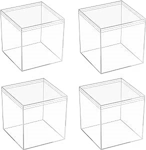 KissYou Acrylic Boxes for Display Large Clear Boxes with Lids Transparent Square Cube Containers for Christmas,Wedding,Birthday Decorative Box