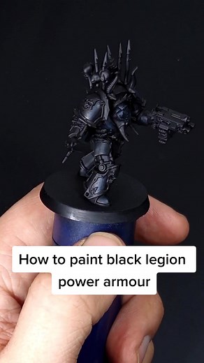 How to paint power armour for the black legion. This same method is ideal for highlighting black in general. #warhammer #warhammer40k #warhammercommunity #paintingwarhammer #warhammer40000 #chaos #blacklegion40k #how #howto #howtotiktok #tutorial #tutorials #tutor #art #coaching #coach #minitok #artist