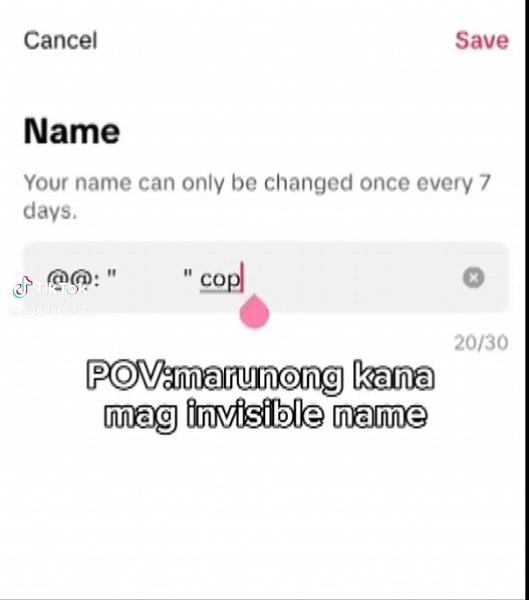 Cómo crear un nombre invisible en TikTok