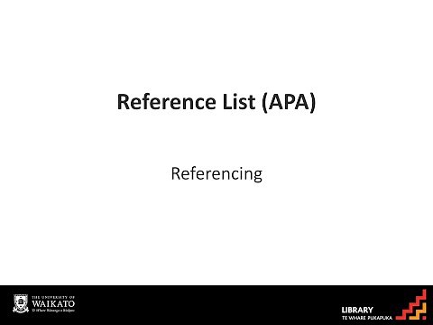 APA Referencing - Reference List