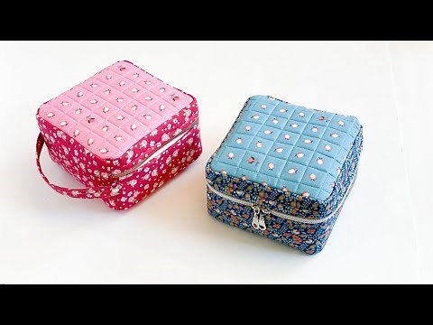 Quilted Boxy Case | Zipper Pouch | Box Sewing Bag Tutorial
