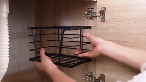 ALOCEO 2 Pack Storage Stackable Kitchen Laundry Organizers with Bamboo Top, Large Trash Bag Holder and Small Garbage Bag Dispenser for Countertop Organization