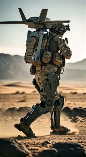 “Next-Gen Soldier – Tactical Exosuit Patrol in Desert”