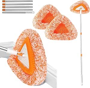 Baseboard Cleaner Tool with Handle (79"), 2 Reusable Wall Mop Cleaning Pads for Baseboard, Ceiling, Wall, Floor, Shower, Bathroom