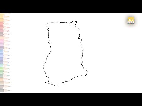 Ghana map outline | How to draw Ghana map step by step | Map drawing tutorials | art janag