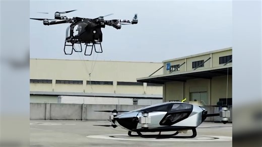 Chinese company unveils flying car by lifting another flying car