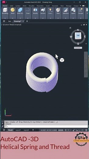 AutoCAD 3D Design Helical Spring and Thread in Step by Step Tutorial #AutoCAD3D #CADDEngineer