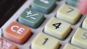 Old vintage calculating machine close up