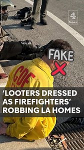 Looters are robbing homes burned down in the LA fires, according to police. Some are even dressed as firefighters. Authorities say dozens of people have been arrested. | Channel 4 News