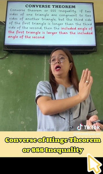Converse of Hinge Theorem or SSS Inequality #mathematics #Math8 #mathtutor #mathlesson #mathematician #MathTinik #mathskills #mathisfun #mathteacher #MaamPagayon