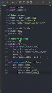 Snowflake Pattern – Rainbow Snowflake Geometry in Python Turtle #python #shorts #turtle
