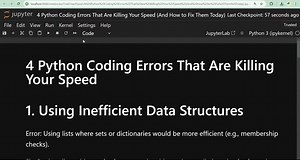 2.1K views · 36 reactions | 4 Python coding errors that are killing your speed | Python Coding | Facebook
