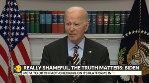 2K views · 20 reactions | + US President #JoeBiden slams Meta's move to scrap fact-checking + Brazil gives Meta 72 hours to explain news fact-checking policies Rahesha Sehgal brings you this report Watch more: https://www.wionews.com/videos | WION | Facebook