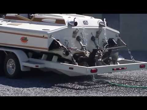 Allison V-1710 V-12 Aircraft Motor Starting up in a speed boat