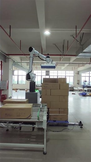 Automatic robot palletizer for carton packing.#carton #robot #palletizer #machine #warehouse #box