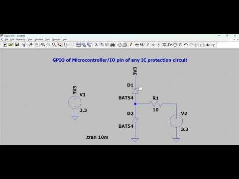How to Protect GPIO Pins with a Schottky Diode | LTspice Simulation