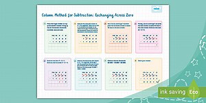 Column Method for Subtraction: Exchanging Across Zero