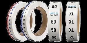 Size strip labels for organizing retail clothing