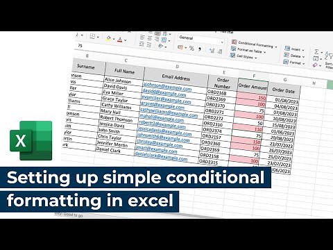 Setting up simple conditional formatting in Microsoft Excel