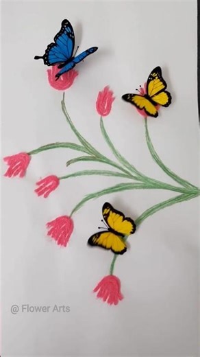 Simple thread art | How to create flowers with thread | Tutorial #threadart #flowerdrawing