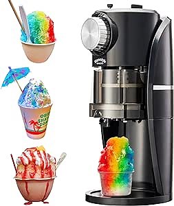 Shaved Ice Machine - Snow Cone Machine for Homemade Shaved Ice, Snow Cones, Slushie Ice Shaver With Stainless Steel Blade Adjustment Knob, 2 Reusable Ice Mold Cup for snowflakes