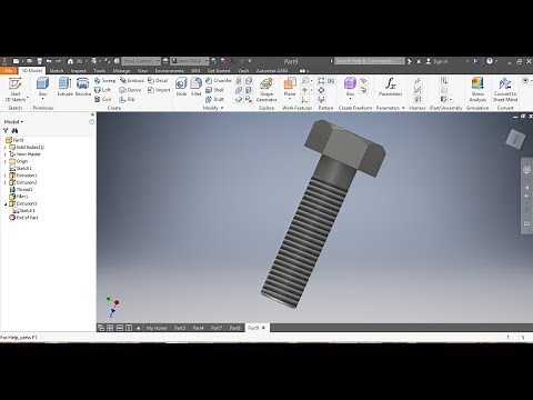How to draw a bolt (metric) using Autocad Inventor M18 Bolt (Basic Mechanical Engineering /Tutorial)