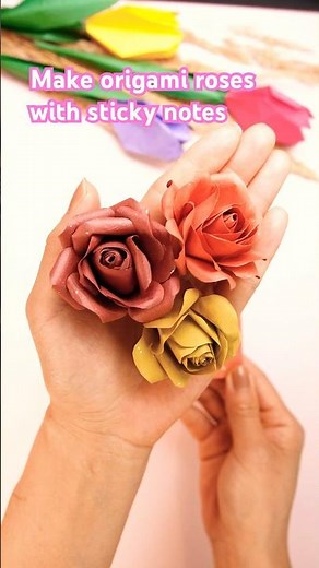 Beautiful Origami Roses from Sticky Notes: Simple and Stunning DIY/ Origami Flower #papercraft