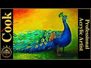 How to paint a Stylized Long Tail Peacock in Acrylics with Ginger Cook Acrylic a Painting Tutorial